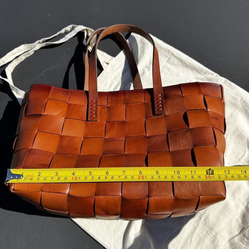 Dragon Diffusion Artisan Crafted Hand Woven Brown Leather Carryall Tote Purse - Picture 15 of 16